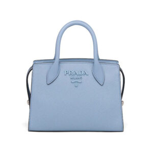 Prada Women Saffiano Leather Prada Monochrome Bag-Blue