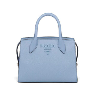 Prada Women Saffiano Leather Prada Monochrome Bag-Blue