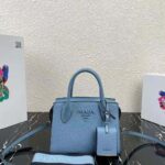 Prada Women Saffiano Leather Prada Monochrome Bag-Blue - Bild 2