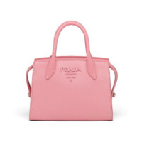 Prada Women Saffiano Leather Prada Monochrome Bag-Pink