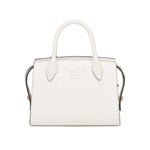 Prada Women Saffiano Leather Prada Monochrome Bag-White