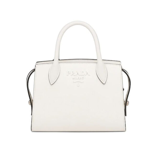 Prada Women Saffiano Leather Prada Monochrome Bag-white (1)