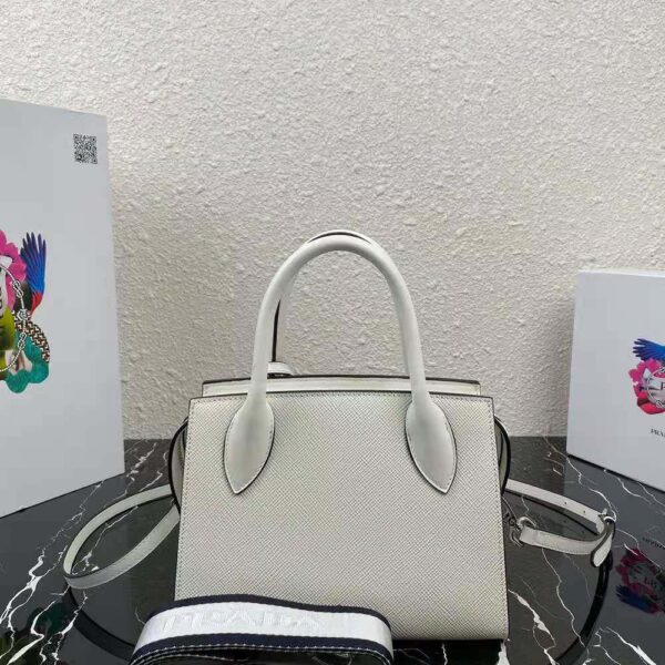 Prada Women Saffiano Leather Prada Monochrome Bag-white (3)