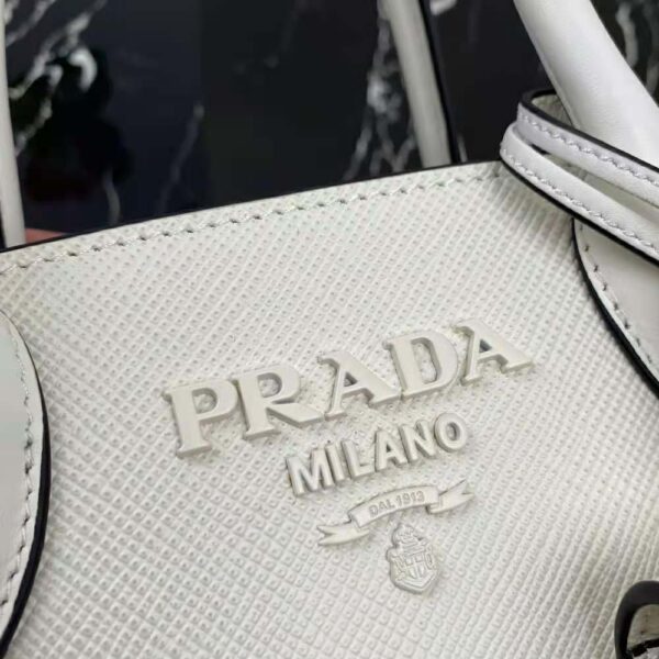 Prada Women Saffiano Leather Prada Monochrome Bag-white (9)