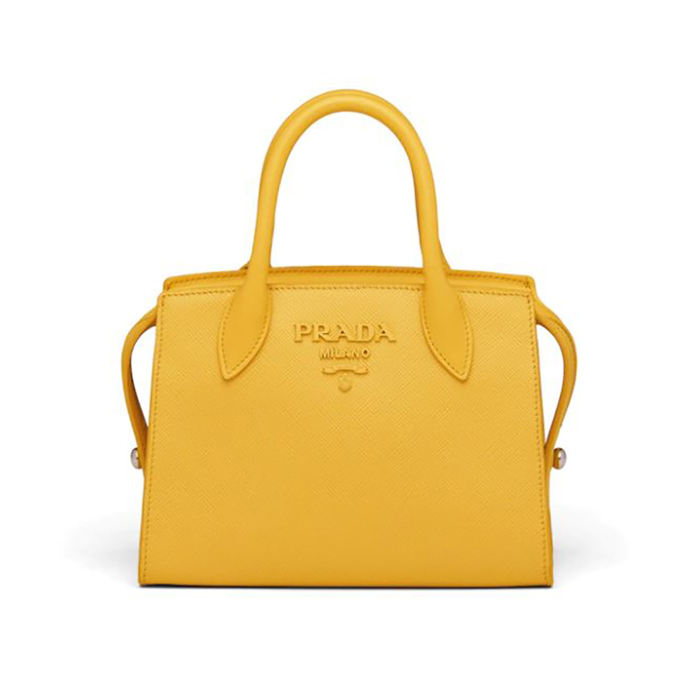 Prada Milan Women Mustard Ladies Leather Hand Bag, Size: 14x10.5 Inch