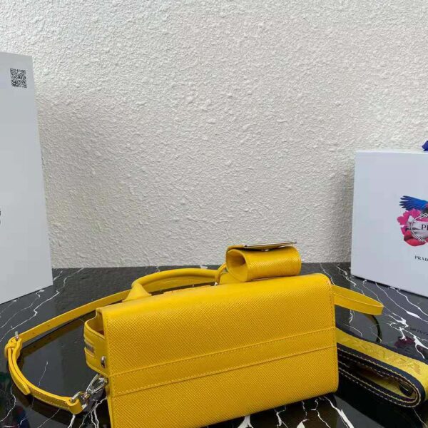 Prada Women Saffiano Leather Prada Monochrome Bag-yellow (5)