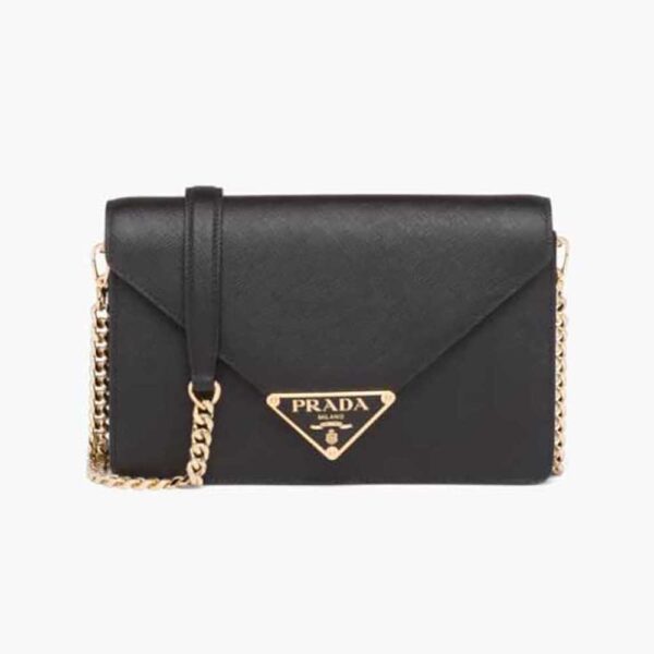 Prada Women Saffiano Leather Shoulder Bag-Black (1)