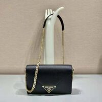 Prada Women Saffiano Leather Shoulder Bag-Black (1)