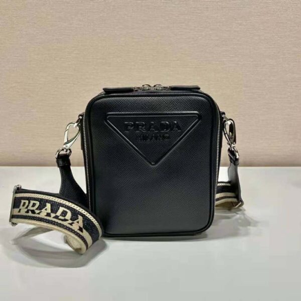Prada Women Saffiano Leather Shoulder Bag-Black (2)