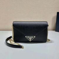 Prada Women Saffiano Leather Shoulder Bag-Black (1)