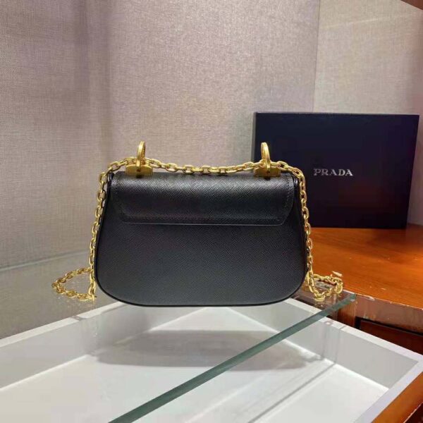 Prada Women Saffiano Leather Shoulder Bag-Black (5)