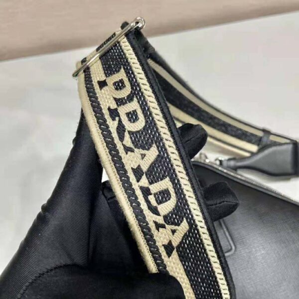 Prada Women Saffiano Leather Shoulder Bag-Black (5)