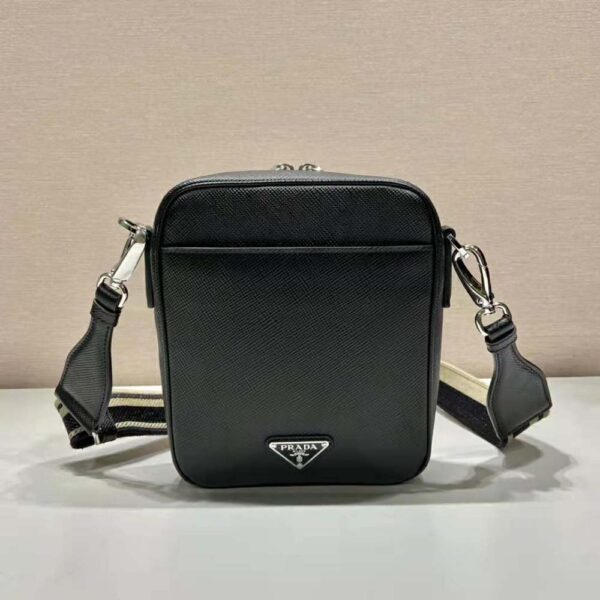 Prada Women Saffiano Leather Shoulder Bag-Black (8)