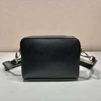 Prada Women Saffiano Leather Shoulder Bag With Iconic Prada Material-Black (1)