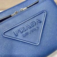 Prada Women Saffiano Leather Shoulder Bag With Iconic Prada Material-Navy (1)