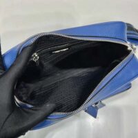 Prada Women Saffiano Leather Shoulder Bag With Iconic Prada Material-Navy (1)