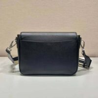 Prada Women Saffiano Leather Shoulder Bag with Sleek-Black (1)