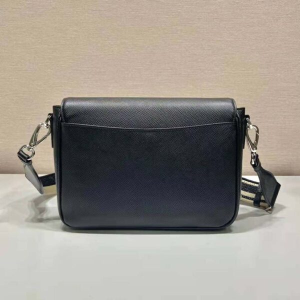 Prada Women Saffiano Leather Shoulder Bag with Sleek-Black (5)