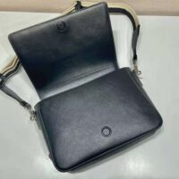 Prada Women Saffiano Leather Shoulder Bag with Sleek-Black (1)