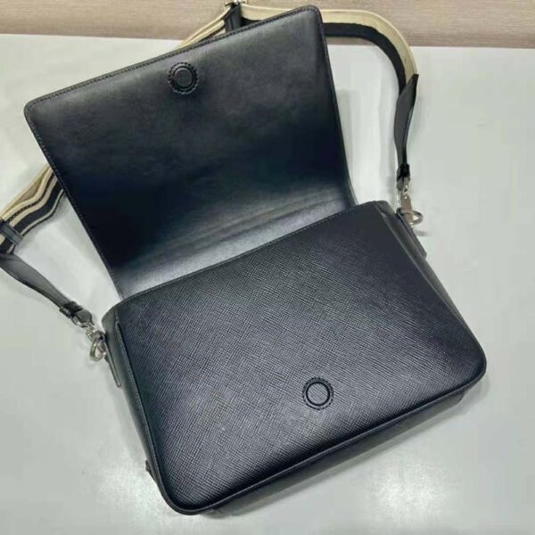 Prada Women Saffiano Leather Shoulder Bag with Sleek-Black (8)