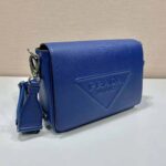 Prada Women Saffiano Leather Shoulder Bag with Sleek-Navy - immagine 4