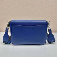 Prada Women Saffiano Leather Shoulder Bag with Sleek-Navy (1)