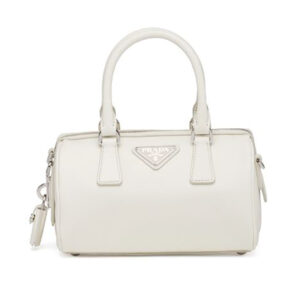 Prada Women Saffiano Leather Top-handle Bag-White