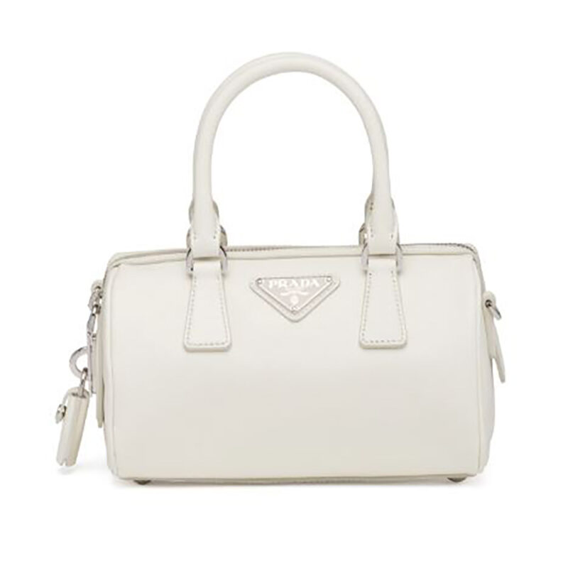 Prada Women Saffiano Leather Top-handle Bag-White