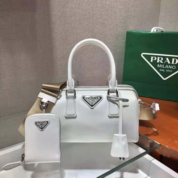 Prada Women Saffiano Leather Top-handle Bag-white (2)