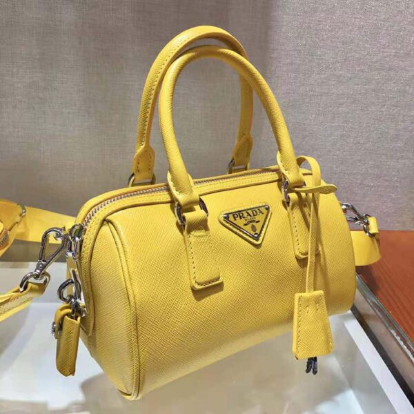 Prada Women Saffiano Leather Top-handle Bag-yellow (4)