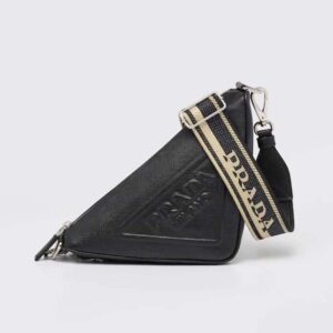 Prada Women Saffiano Prada Triangle Bag-Black