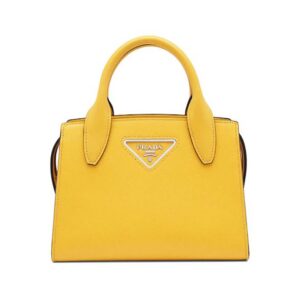 Prada Women Saffiano Leather Prada Kristen Handbag-Yellow