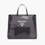 Prada Dam Paljettbesatt Mesh Tote Bag-Svart
