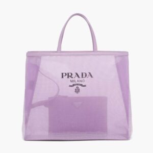 Prada Women Sequined Mesh Tote Bag-Purple