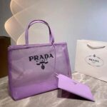 Prada Women Sequined Mesh Tote Bag-Purple – Image 2