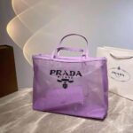 Prada Women Sequined Mesh Tote Bag-Purple – Image 3