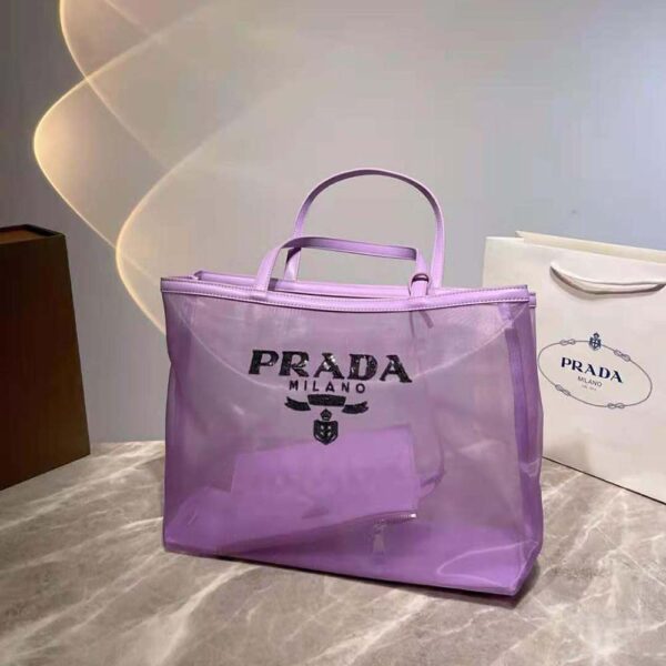 Prada Women Sequined Mesh Tote Bag-Purple (3)