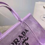 Prada Women Sequined Mesh Tote Bag-Purple – Image 10