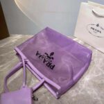 Prada Women Sequined Mesh Tote Bag-Purple – Image 4