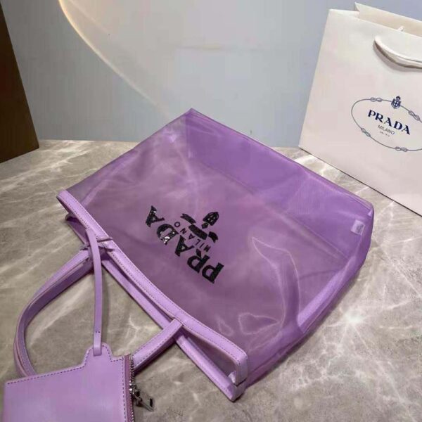 Prada Women Sequined Mesh Tote Bag-Purple (6)