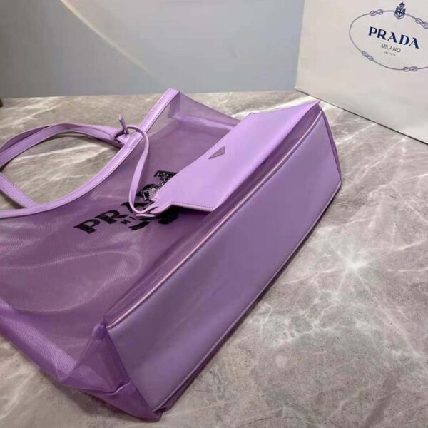 Prada Women Sequined Mesh Tote Bag-Purple (8)