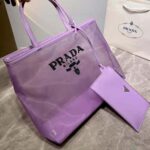 Prada Women Sequined Mesh Tote Bag-Purple – Image 5