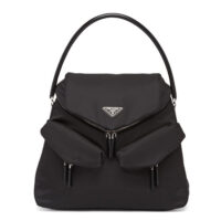 Prada Women Signaux Nylon and Leather Hobo Bag-black (1)