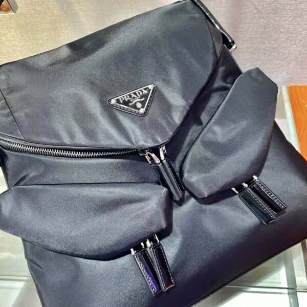 Prada Women Signaux Nylon and Leather Hobo Bag-black (6)