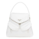 Prada Women Signaux Nylon and Leather Hobo Bag-White