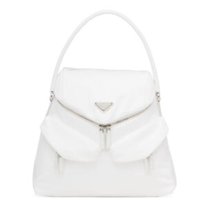 Prada Women Signaux Nylon and Leather Hobo Bag-White