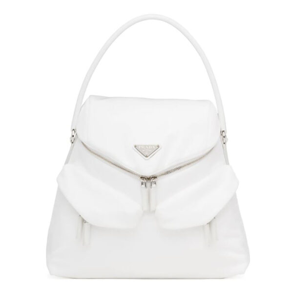 Prada Women Signaux Nylon and Leather Hobo Bag-white (1)