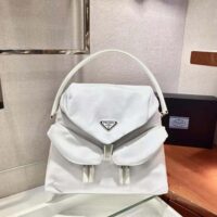 Prada Women Signaux Nylon and Leather Hobo Bag-white (1)