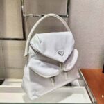 Prada Women Signaux Nylon and Leather Hobo Bag-White - Image 3