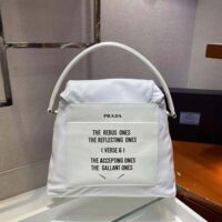 Prada Women Signaux Nylon and Leather Hobo Bag-white (1)